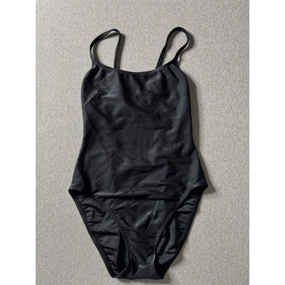 Catalina Woman's Solid Black Large (12/14) One Piece Bathing Suit Beach Pool Sun